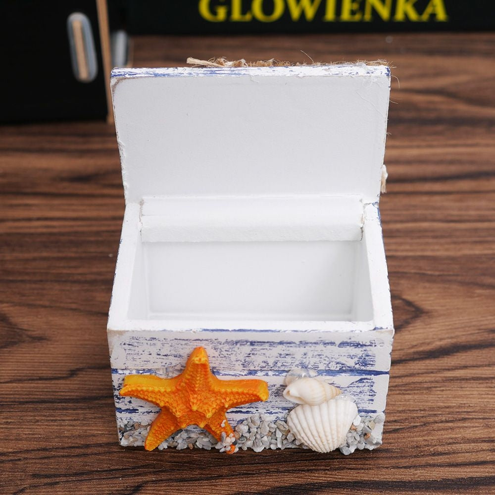 ELECTROPRIME Wooden Pirate Jewellery Storage Box Case Holder Vintage Desk Storage Box(Starfish)