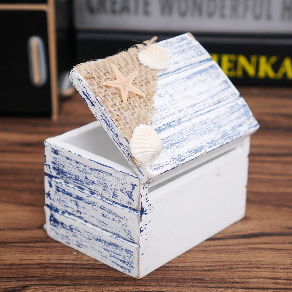 ELECTROPRIME Wooden Pirate Jewellery Storage Box Case Holder Vintage Desk Storage Box(Starfish)