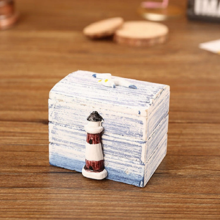 ELECTROPRIME Wooden Pirate Jewellery Storage Box Case Holder Vintage Desk Storage Box(Lighthouse)