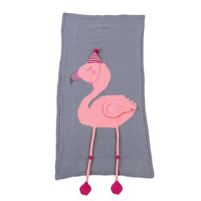ELECTROPRIME Flamingo Knit Blanket Cartoon Sleeping Bag Size: 60x120cm(Gray)