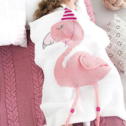 ELECTROPRIME Flamingo Knit Blanket Cartoon Sleeping Bag Size: 60x120cm(Gray)