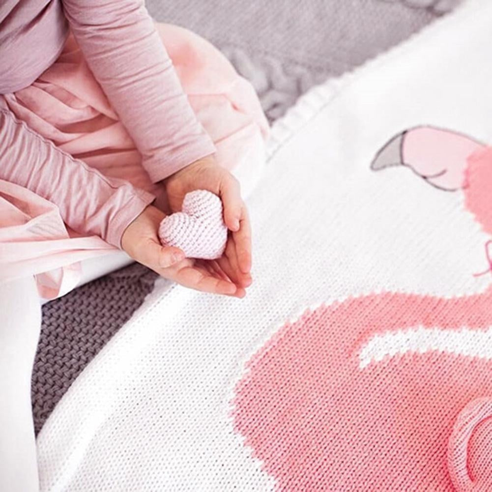 ELECTROPRIME Flamingo Knit Blanket Cartoon Sleeping Bag Size: 60x120cm(Gray)