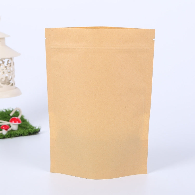 ELECTROPRIME 50 PCS Zipper Self Sealing Kraft Paper Bag with Window Stand Up for Gifts/Food/Candy/Tea/Party/Wedding Gifts, Bag Size:14x20+4cm(Frost)