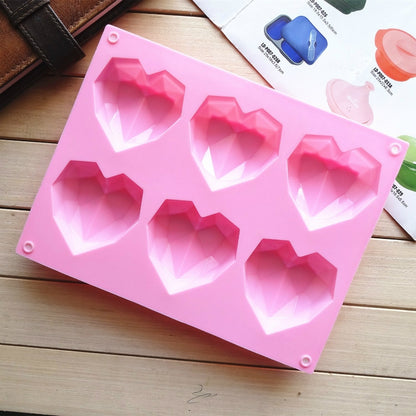 ELECTROPRIME 6 in 1 Heart Shape Silicone Mold For Baking Mousse Cake DIY Silicone Molds