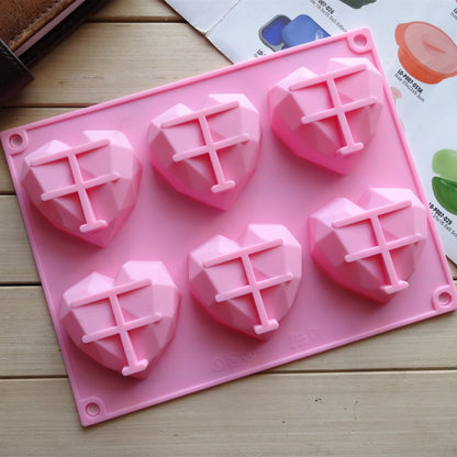 ELECTROPRIME 6 in 1 Heart Shape Silicone Mold For Baking Mousse Cake DIY Silicone Molds