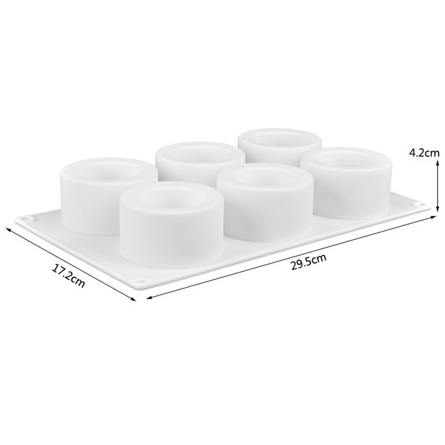 ELECTROPRIME 3D Silicone 6 Holes Cake Mold Baking Pastry Mousse Chocolate Mold(White)