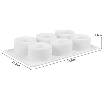 ELECTROPRIME 3D Silicone 6 Holes Cake Mold Baking Pastry Mousse Chocolate Mold(White)