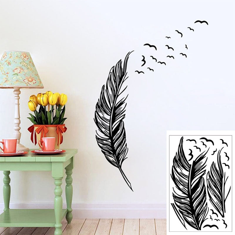 ELECTROPRIME PVC Feather Creative Home Bedroom Sofa Background Wall Sticker(Right)