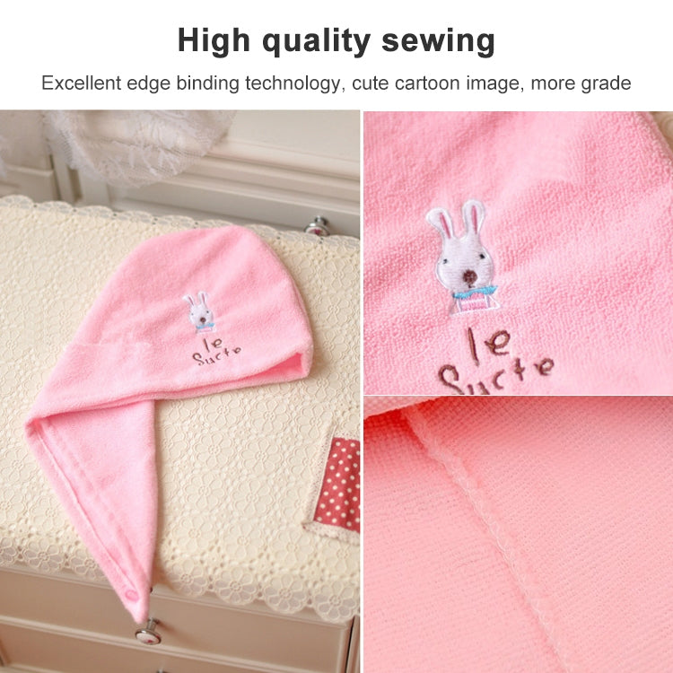 ELECTROPRIME 3 PCS Cute Cartoon Rabbit Thick Microfiber Absorbent Dry Hair Cap(Pink)