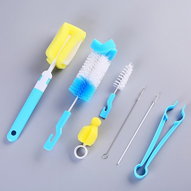 ELECTROPRIME 7PCS/Set Bottle Sponge Cleaning Brush Tools Straw Brush Set(Blue)