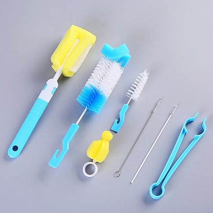 ELECTROPRIME 7PCS/Set Bottle Sponge Cleaning Brush Tools Straw Brush Set(Blue)