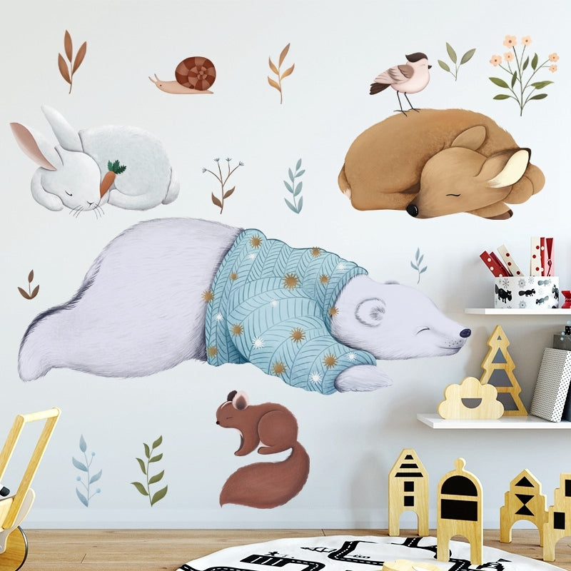 ELECTROPRIME Wall Stickers Literary Fresh Animal Hand-Painted Living Room Bedroom Background Bedside sticker