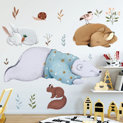 ELECTROPRIME Wall Stickers Literary Fresh Animal Hand-Painted Living Room Bedroom Background Bedside sticker