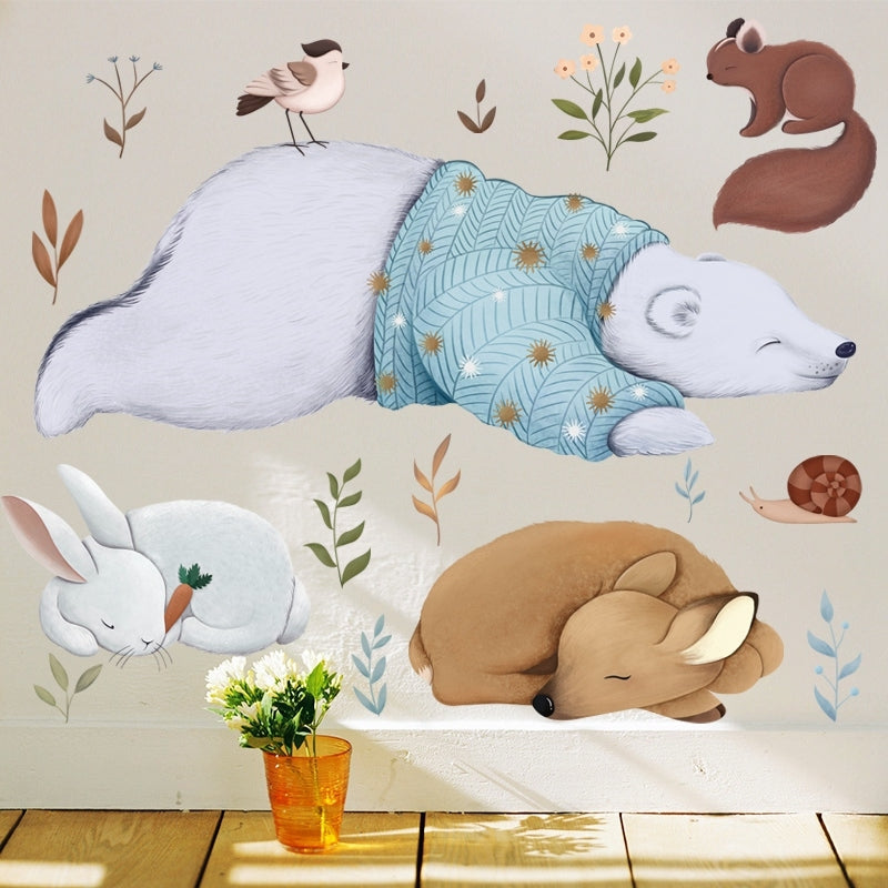 ELECTROPRIME Wall Stickers Literary Fresh Animal Hand-Painted Living Room Bedroom Background Bedside sticker