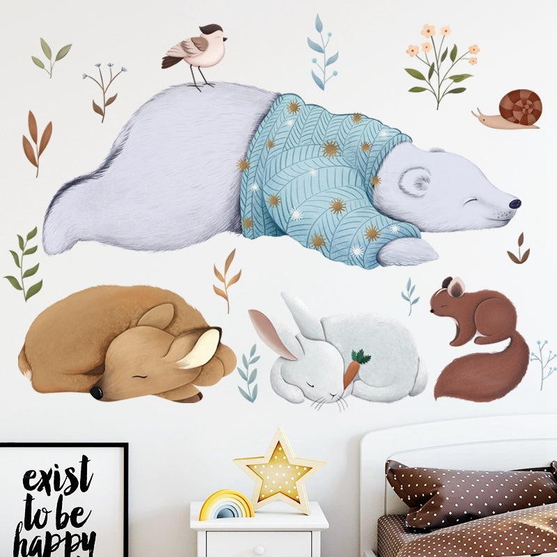 ELECTROPRIME Wall Stickers Literary Fresh Animal Hand-Painted Living Room Bedroom Background Bedside sticker