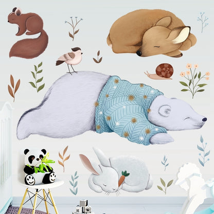 ELECTROPRIME Wall Stickers Literary Fresh Animal Hand-Painted Living Room Bedroom Background Bedside sticker