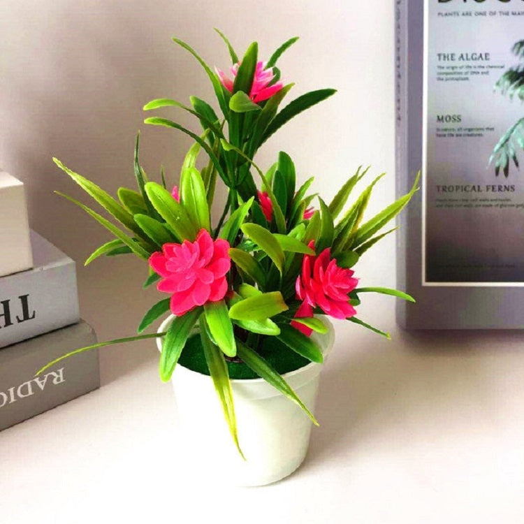 ELECTROPRIME 10 Pots Fake Potted Plant Simulation Bonsai Tabletop Decoration(Pink)