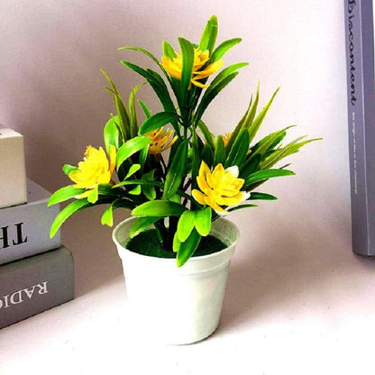 ELECTROPRIME 10 Pots Fake Potted Plant Simulation Bonsai Tabletop Decoration(Yellow)