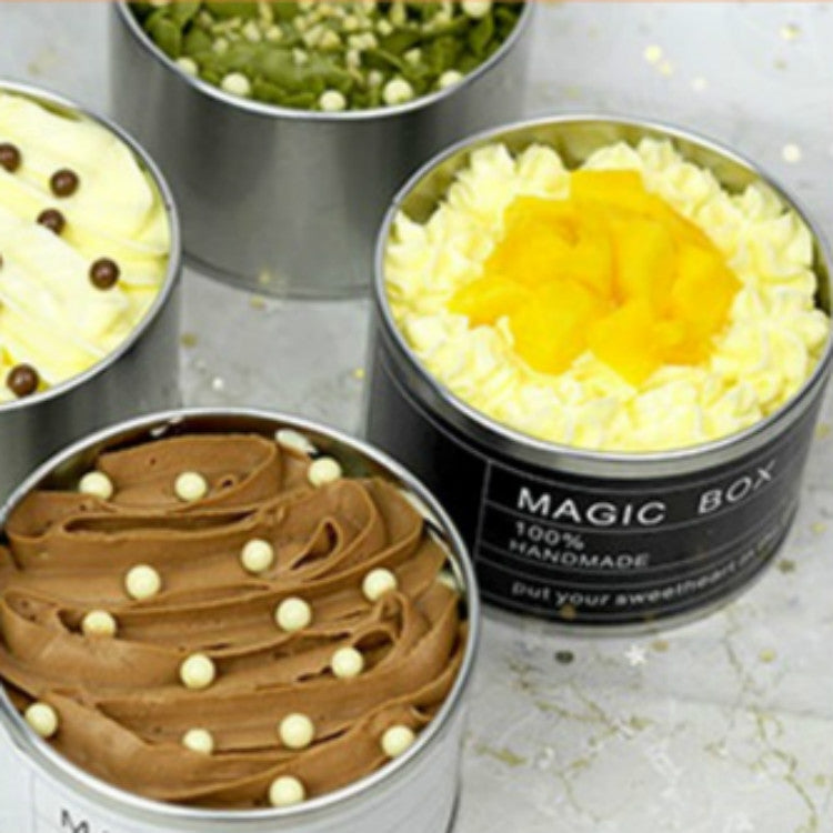 ELECTROPRIME Deep Round Skylight Transparent Window Top Cover Tin Box Food Tea Can Baking Cake Box, Size:9cm x 9cm x 6cm(Dark Grey)