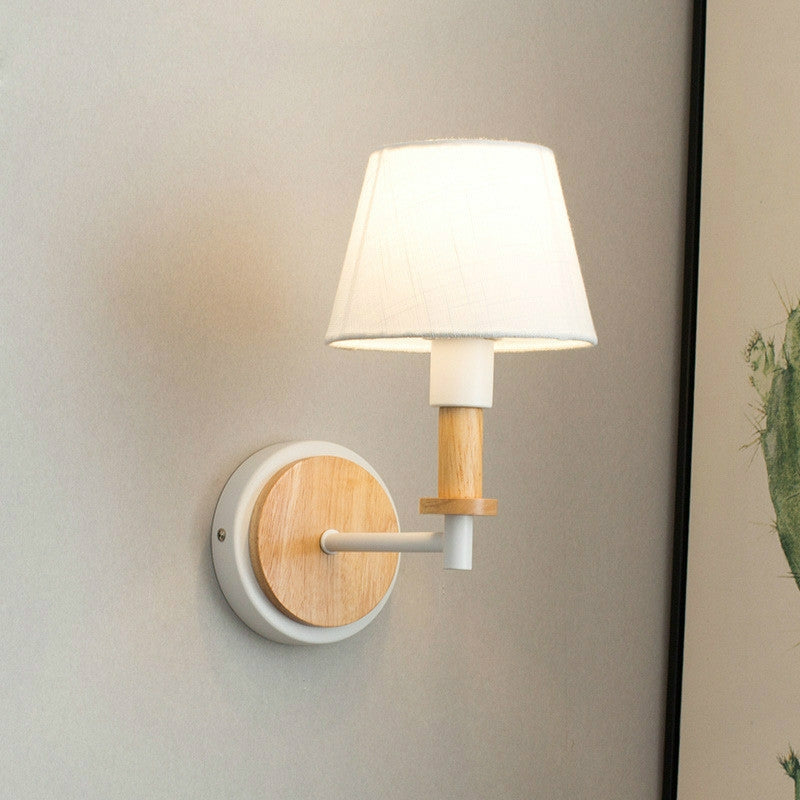 ELECTROPRIME E27 LED Bedside Aisle Creative Personality Wooden Wall Lamp, Power source: No Light Source(White)