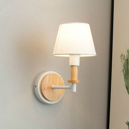 ELECTROPRIME E27 LED Bedside Aisle Creative Personality Wooden Wall Lamp, Power source: No Light Source(White)