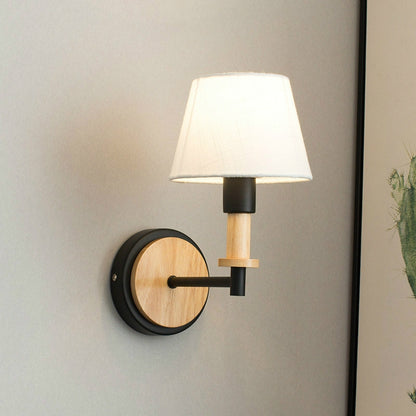 ELECTROPRIME E27 LED Bedside Aisle Creative Personality Wooden Wall Lamp, Power source: With LED White Light 5W(Black)