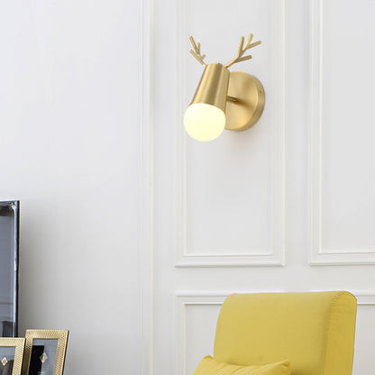ELECTROPRIME double head  Copper Antler Wall Lamp Mirror Headlight Living Room Stairs Light Creative Bedroom Bedside Lamp(white light 5W)