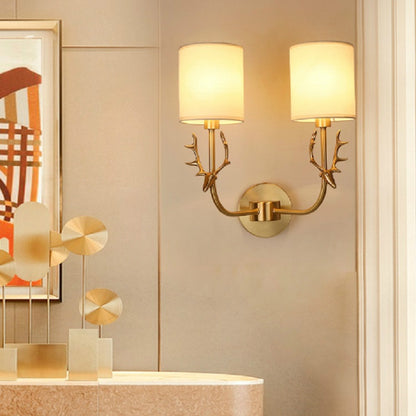 ELECTROPRIME Double Heads  Corridor Aisle Personality Creative Copper Antler Wall Lamp, Power source:  Warm Light 5W