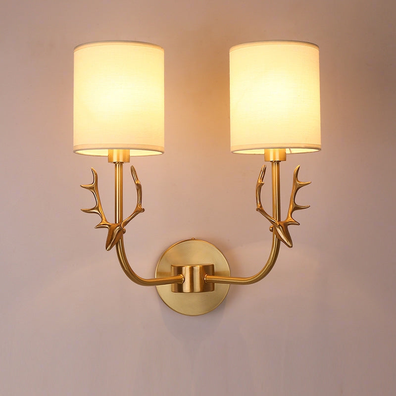 ELECTROPRIME Double Heads  Corridor Aisle Personality Creative Copper Antler Wall Lamp, Power source:  White Light 5W