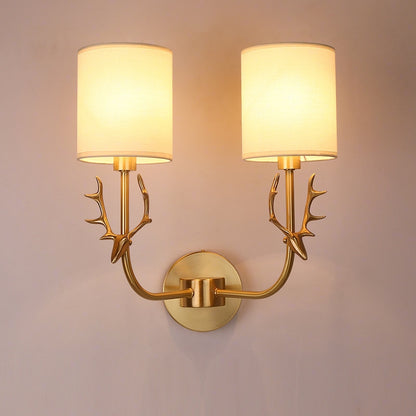 ELECTROPRIME Double Heads  Corridor Aisle Personality Creative Copper Antler Wall Lamp, Power source:  White Light 5W