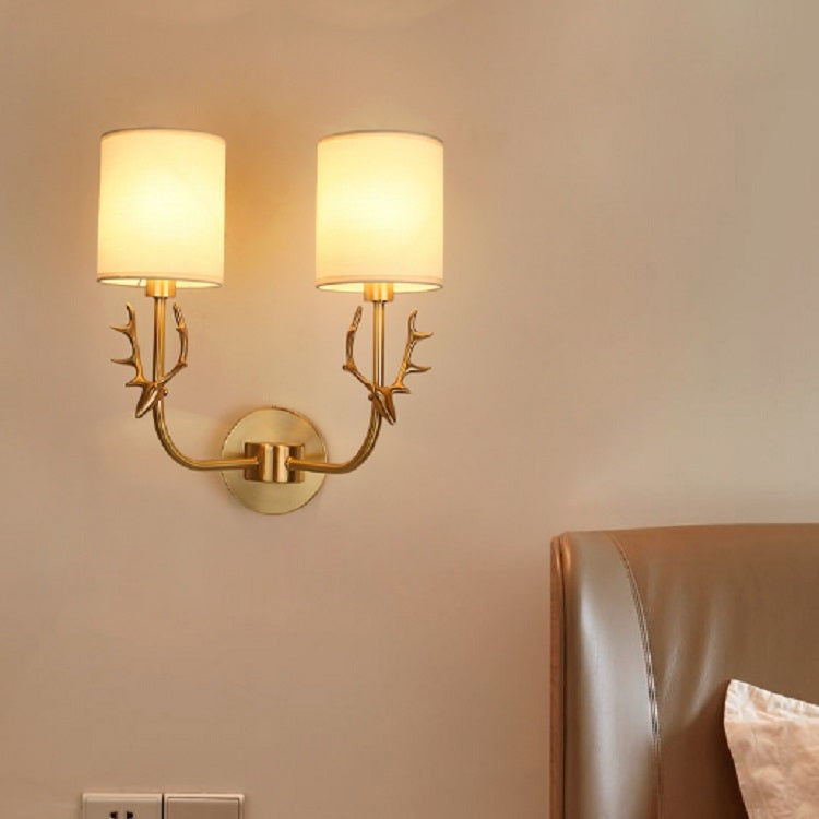 ELECTROPRIME Double Heads  Corridor Aisle Personality Creative Copper Antler Wall Lamp, Power source:  Three Color 5W