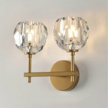 ELECTROPRIME Wall Lamp Villa Hotel Wall Lamp Bedroom Bedside Crystal Wall Lamp, Power source: Without light source( Double Head Gold)