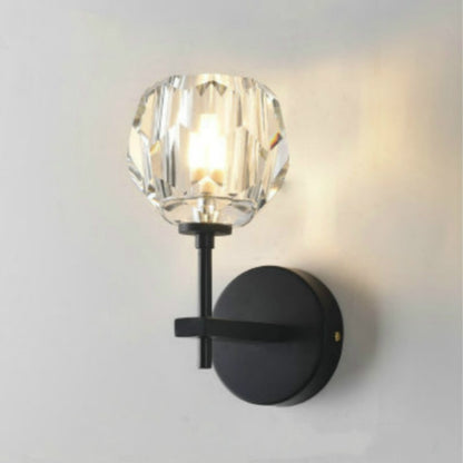 ELECTROPRIME Wall Lamp Villa Hotel Wall Lamp Bedroom Bedside Crystal Wall Lamp, Power source:  white light LED5W(Single Head Black)