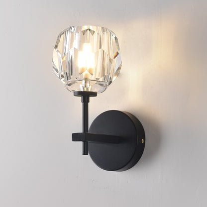 ELECTROPRIME Wall Lamp Villa Hotel Wall Lamp Bedroom Bedside Crystal Wall Lamp, Power source:  white light LED5W(Single Head Black)