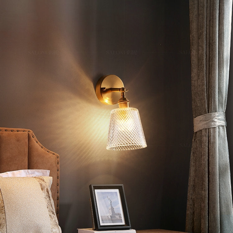 ELECTROPRIME Copper Living Room Bedroom Crystal Wall Lamp  All Copper Single Head( Warm Light)