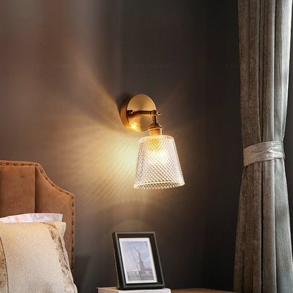ELECTROPRIME Copper Living Room Bedroom Crystal Wall Lamp  All Copper Single Head( Warm Light)