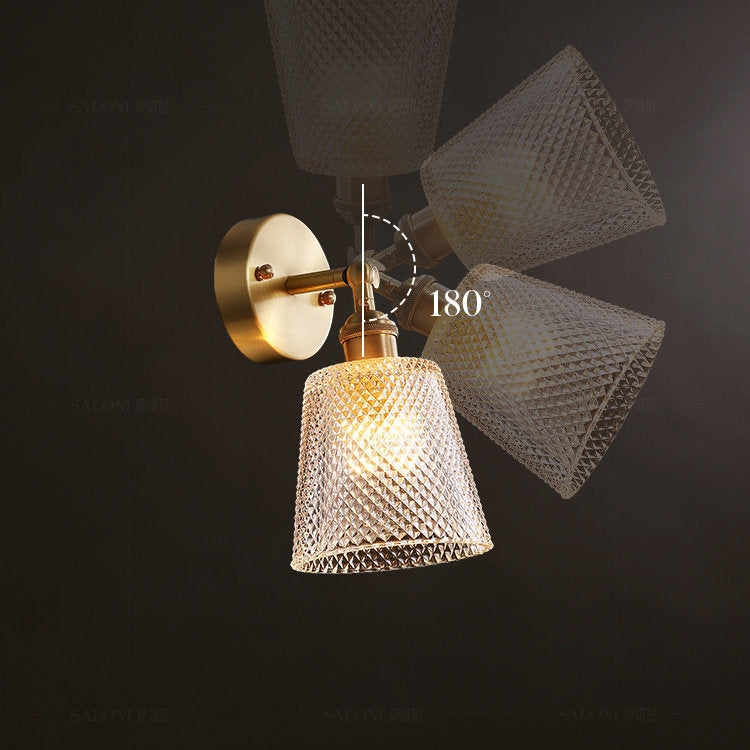 ELECTROPRIME Copper Living Room Bedroom Crystal Wall Lamp  All Copper Single Head( Warm Light)