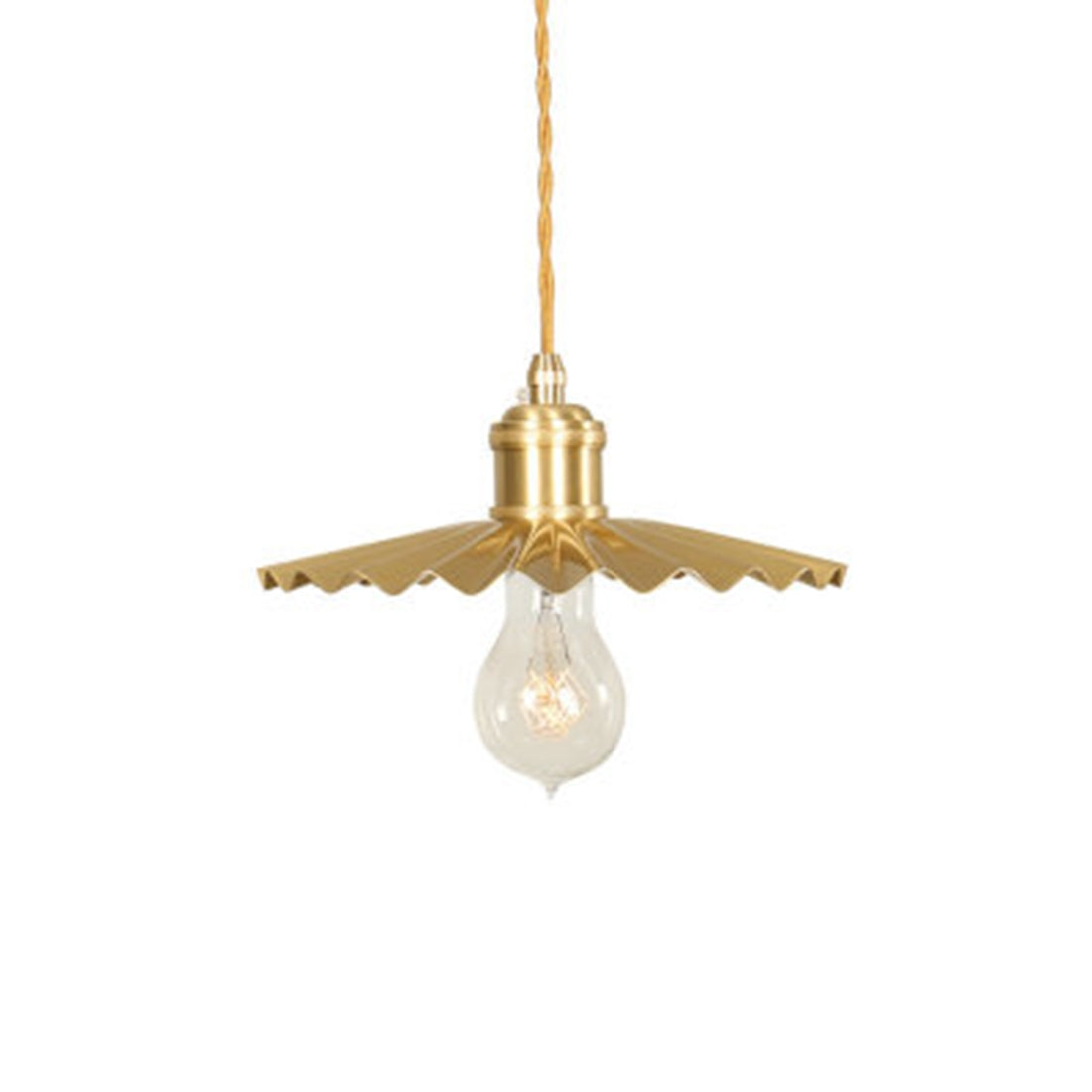 ELECTROPRIME Pure Copper Single Head  Vintage Nostalgic Brass Pleated Chandelier with 5W Warm White Light LED