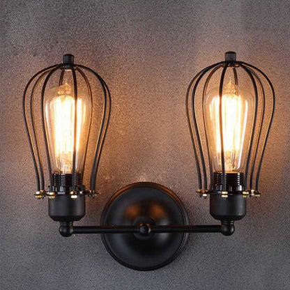 ELECTROPRIME Retro Double Head Grapefruit Wrought Iron Antique Restaurant Corridor Aisle LED Wall Lamp with Edison Tungsten Wire 40W(Double Heads)