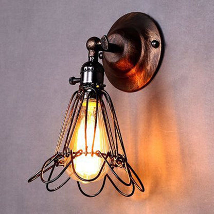 ELECTROPRIME Retro Wrought Iron Bird Cage Wall Lamp with Edison 40W Bulb