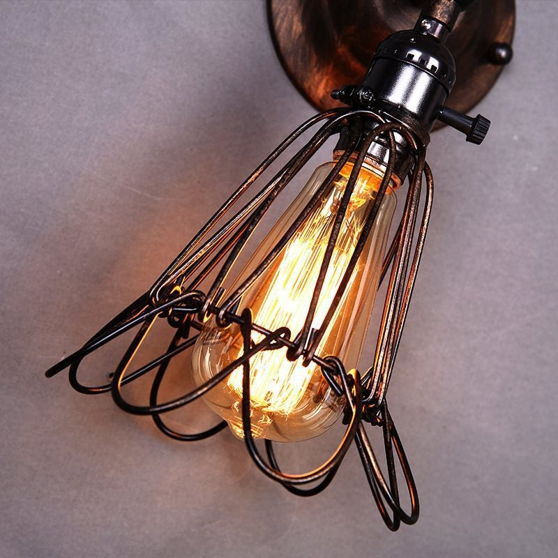 ELECTROPRIME Retro Wrought Iron Bird Cage Wall Lamp with Edison 40W Bulb
