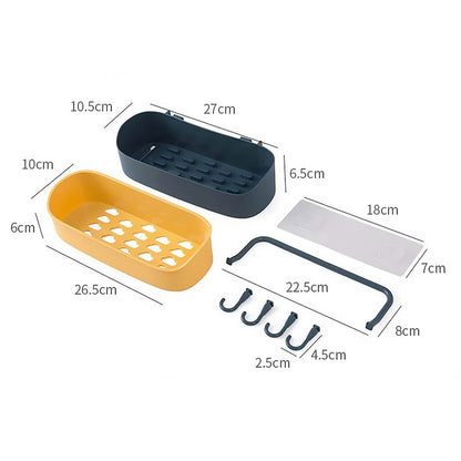 ELECTROPRIME No Drill Wall Mounted Shower Shelf Cell Phone Bathroom Shampoo Holder, Size: 26x10x6cm (White)