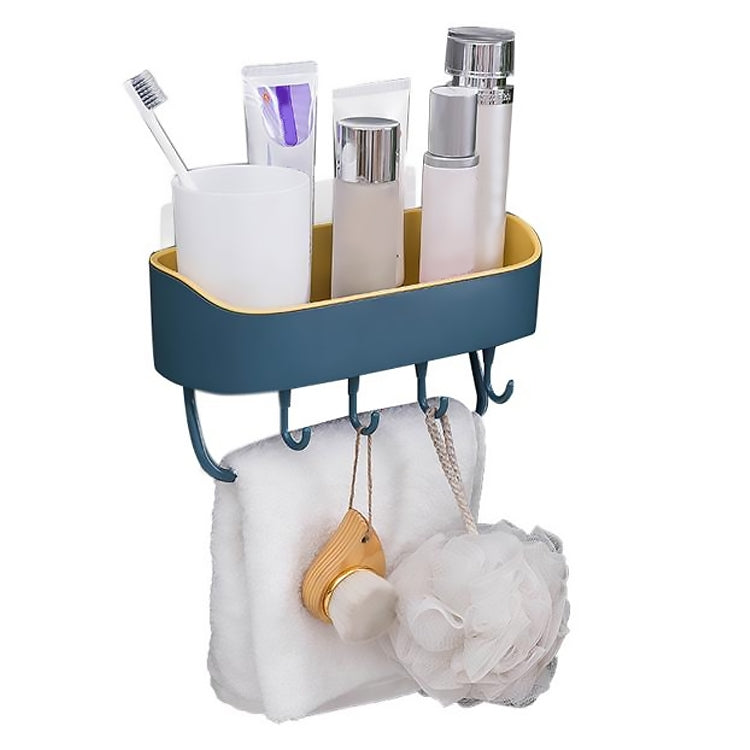 ELECTROPRIME No Drill Wall Mounted Shower Shelf Cell Phone Bathroom Shampoo Holder, Size: 26x10x6cm (Navy Blue)