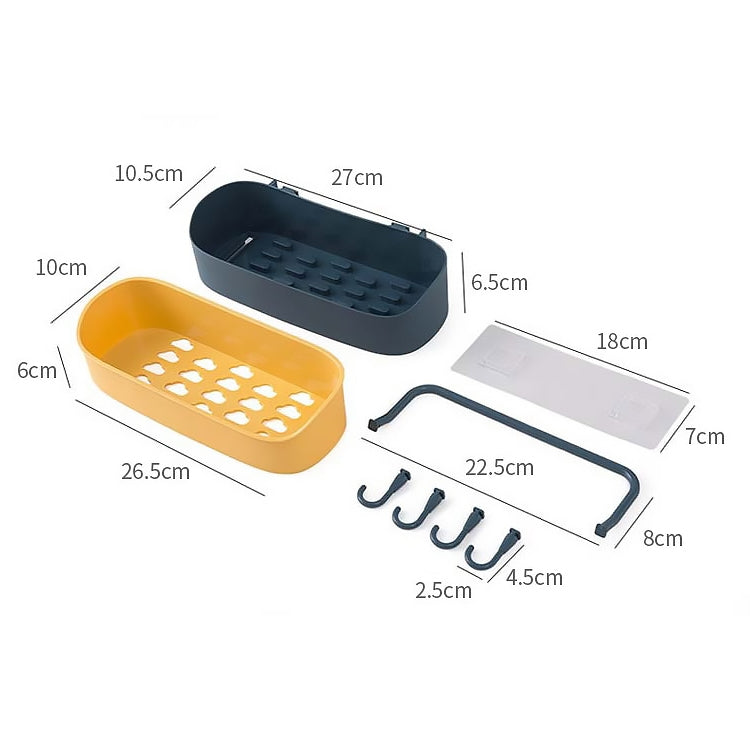 ELECTROPRIME No Drill Wall Mounted Shower Shelf Cell Phone Bathroom Shampoo Holder, Size: 26x10x6cm (Navy Blue)