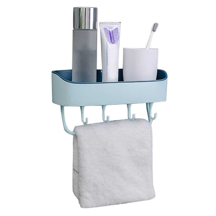 ELECTROPRIME No Drill Wall Mounted Shower Shelf Cell Phone Bathroom Shampoo Holder, Size: 26x10x6cm (Sky Blue)