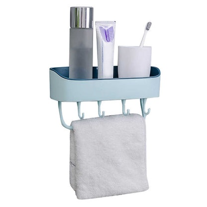 ELECTROPRIME No Drill Wall Mounted Shower Shelf Cell Phone Bathroom Shampoo Holder, Size: 26x10x6cm (Sky Blue)