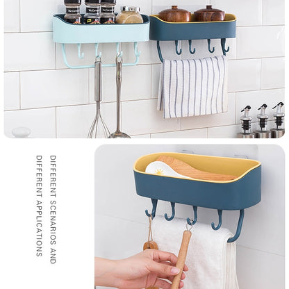 ELECTROPRIME No Drill Wall Mounted Shower Shelf Cell Phone Bathroom Shampoo Holder, Size: 26x10x6cm (Sky Blue)
