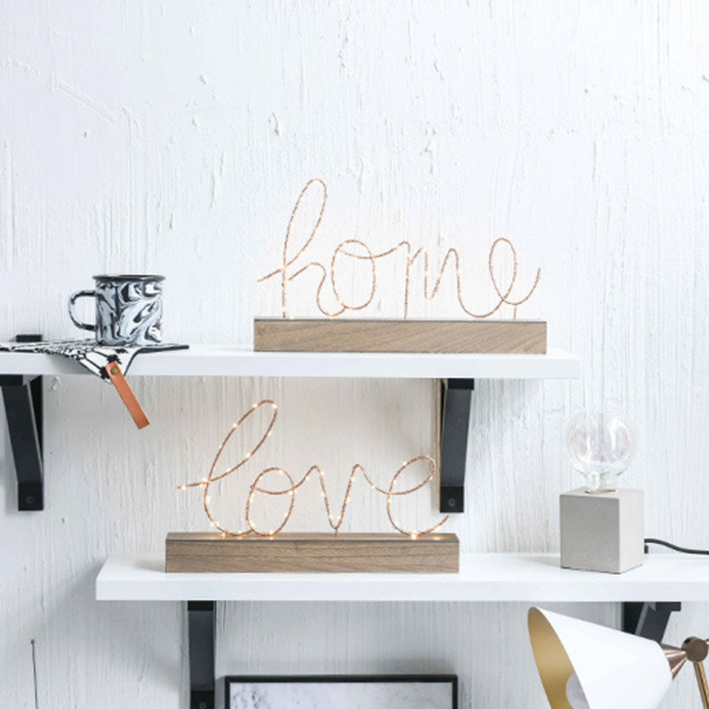 ELECTROPRIME LED Little Night Light Bedroom Bedside Wrought Iron Wooden Home Decoration Birthday Gift(Letter Love)