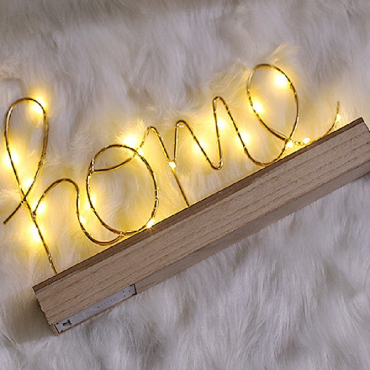ELECTROPRIME LED Little Night Light Bedroom Bedside Wrought Iron Wooden Home Decoration Birthday Gift(Letter Home)