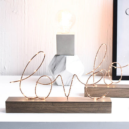 ELECTROPRIME LED Little Night Light Bedroom Bedside Wrought Iron Wooden Home Decoration Birthday Gift(Letter Home)